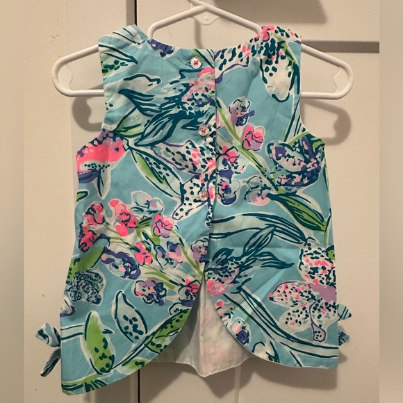 Lily Pulitzer Baby Blue Pink Printed Shift Dress Size 6-12 Months - Picture 2 of 10